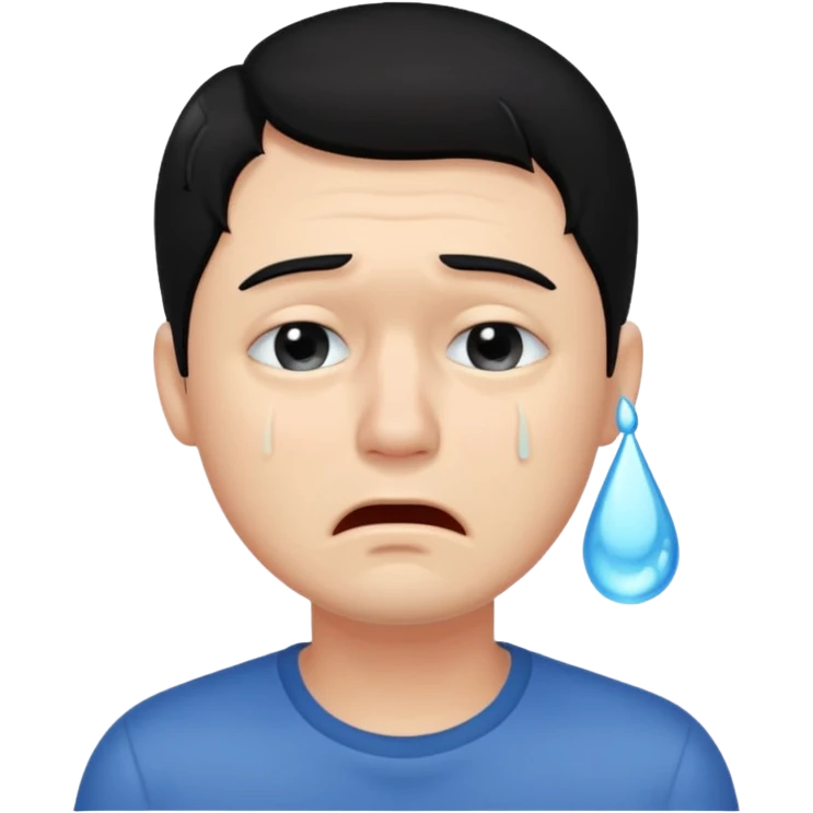 man crying with black hair emoji