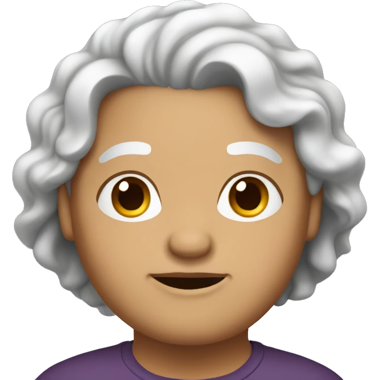 Brownish skin, overweight, elderly, white wavy hair. emoji