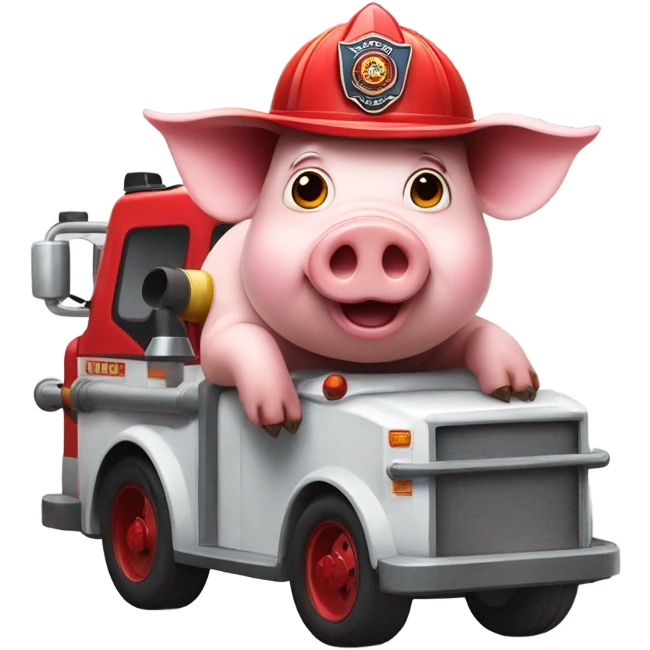 Pig driving a fire truck  emoji