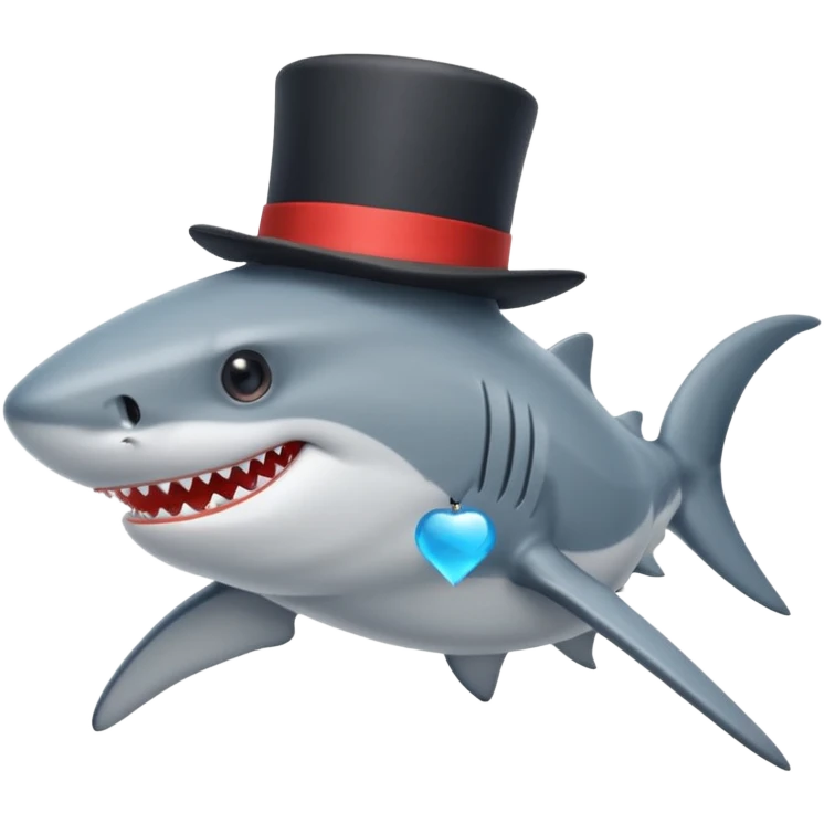 Shark with a top hat emoji