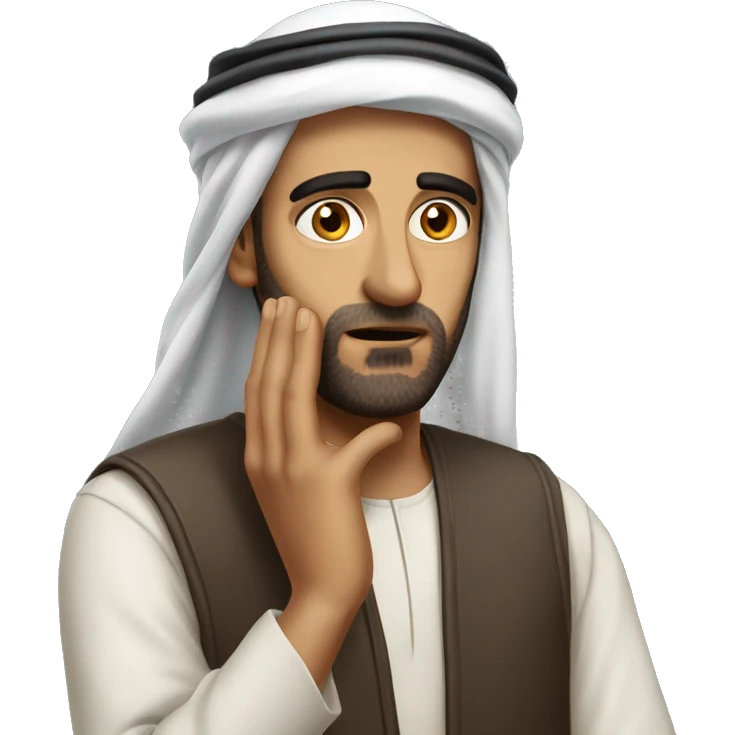Arab holding his head photorealistic serious emoji