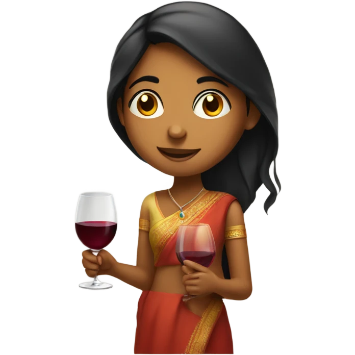 indian girl holding glass of wine emoji