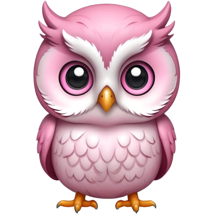 cute baby owl white pink emoji