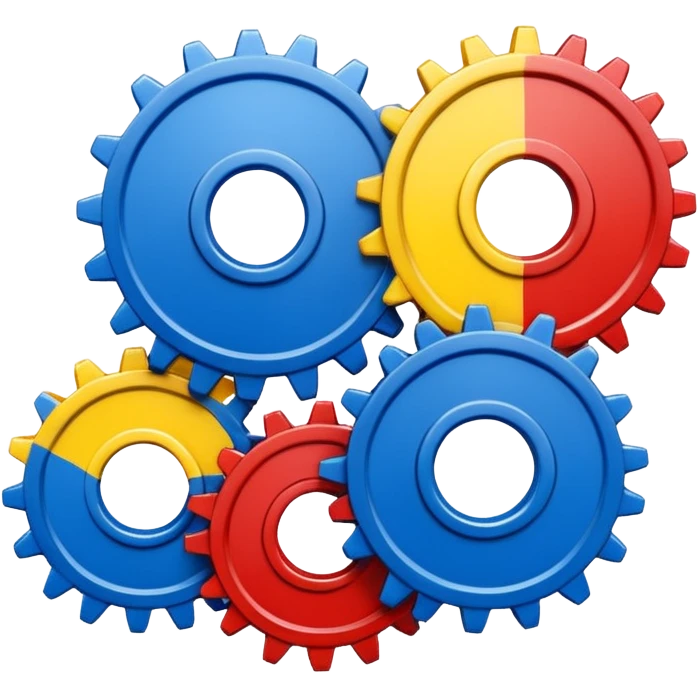 3 cogs made of paint emoji