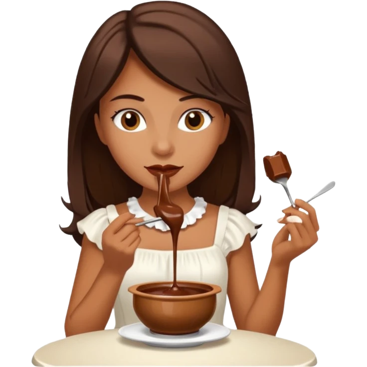 woman eating chocolate fonduefondue emoji