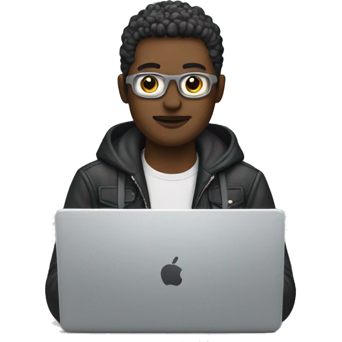 designer with laptop, on the laptop stickers figma emoji
