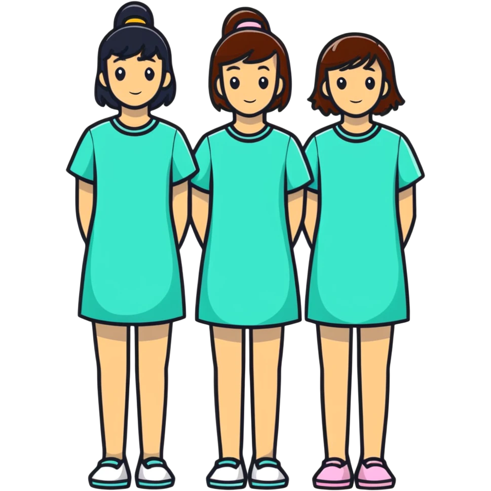 3 girls standing in a group emoji