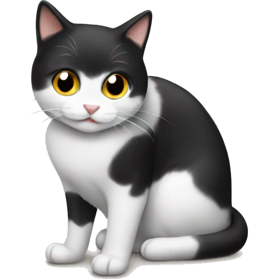 Black and white cat, like Felix. Eating salmon emoji