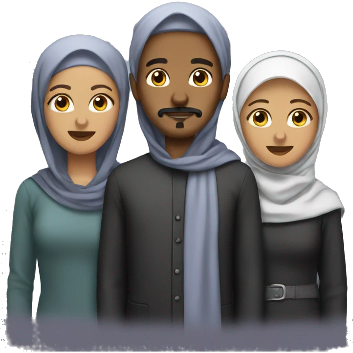 Fam men with mustache wearing hijab  emoji
