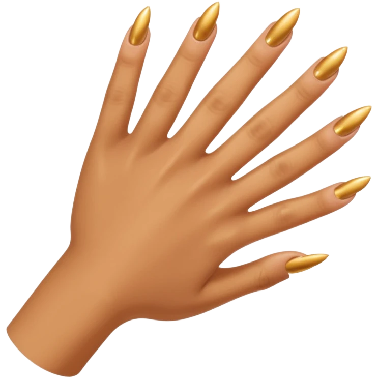 Tan skin hand with very short gold nails emoji