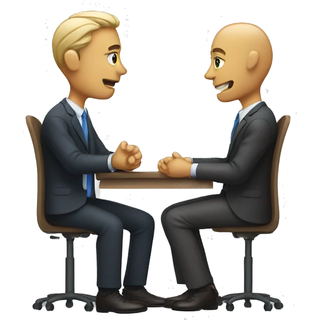 2 people talking job interview semi casual emoji