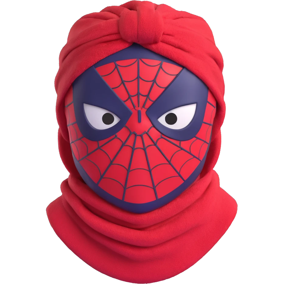Spiderman with a towel headband, using a face mask, cheerful expression emoji