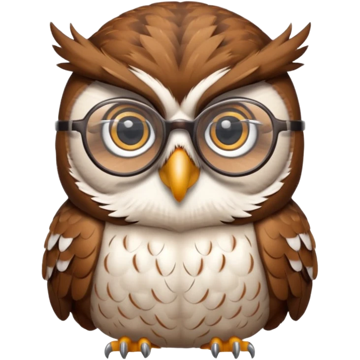 Owl with reading glasses emoji