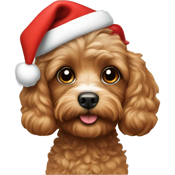 Cavapoo with a Christmas hat emoji