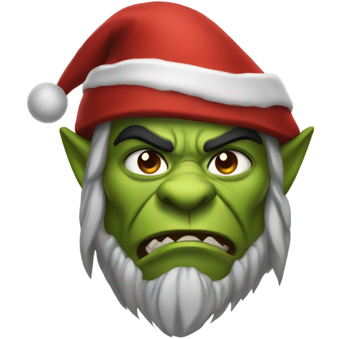 Fierce Orc ranger wearing santa hat emoji
