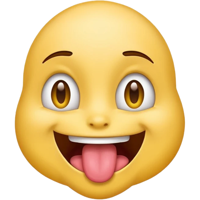 Emoji with its tounge out smiling whilst staring up emoji