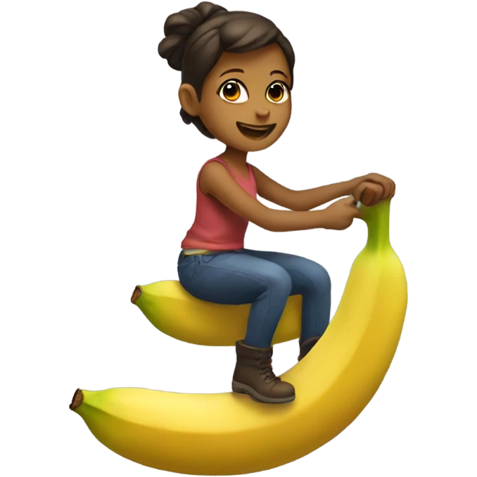 a girl riding a banana emoji
