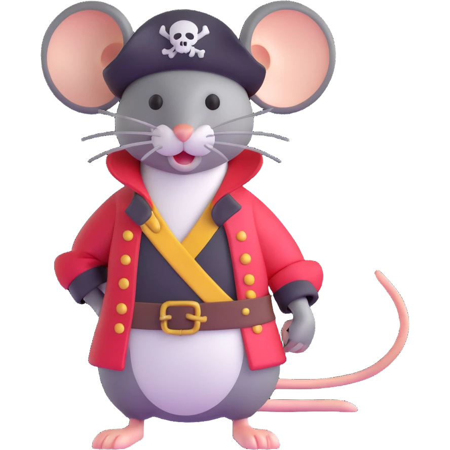 mouse wearing pirate costume emoji