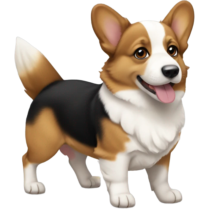 Corgi puppy with black brown and white fur mix emoji