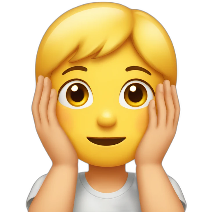 yellow emoji with a cute face while closed hands on the cheeks emoji