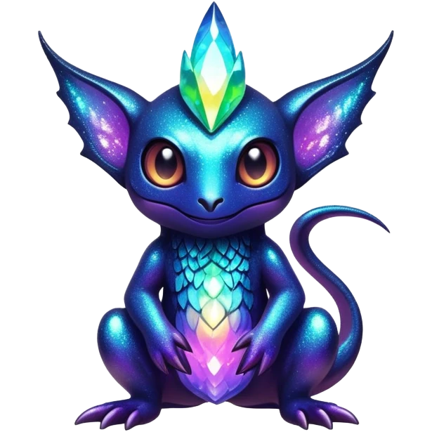 Randomly-colored sparkly dark exotic Fakémon-creature emoji