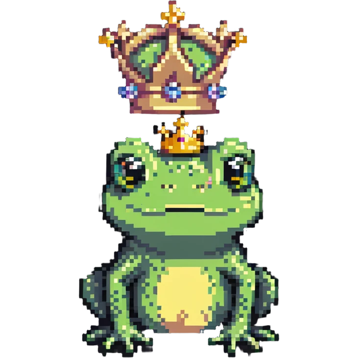 frog prince with tiny crown emoji
