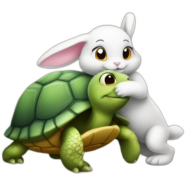 turtle hugging a bunny emoji