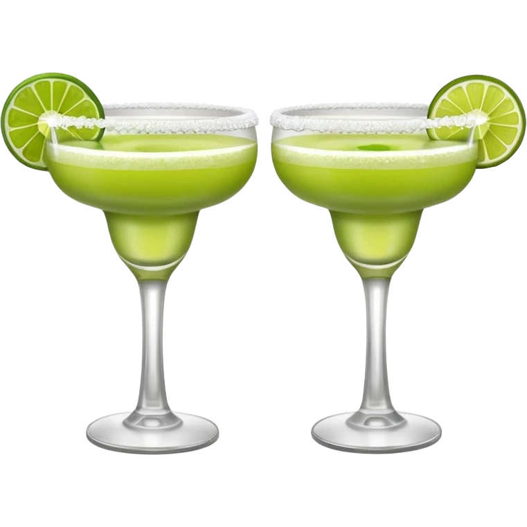 2 margaritas. one normal and one spicy. NO ICE - normal margarita glass with salt on the rim. one should be just with the margarita and the salt. the spicy one should have a small pepper inside  emoji