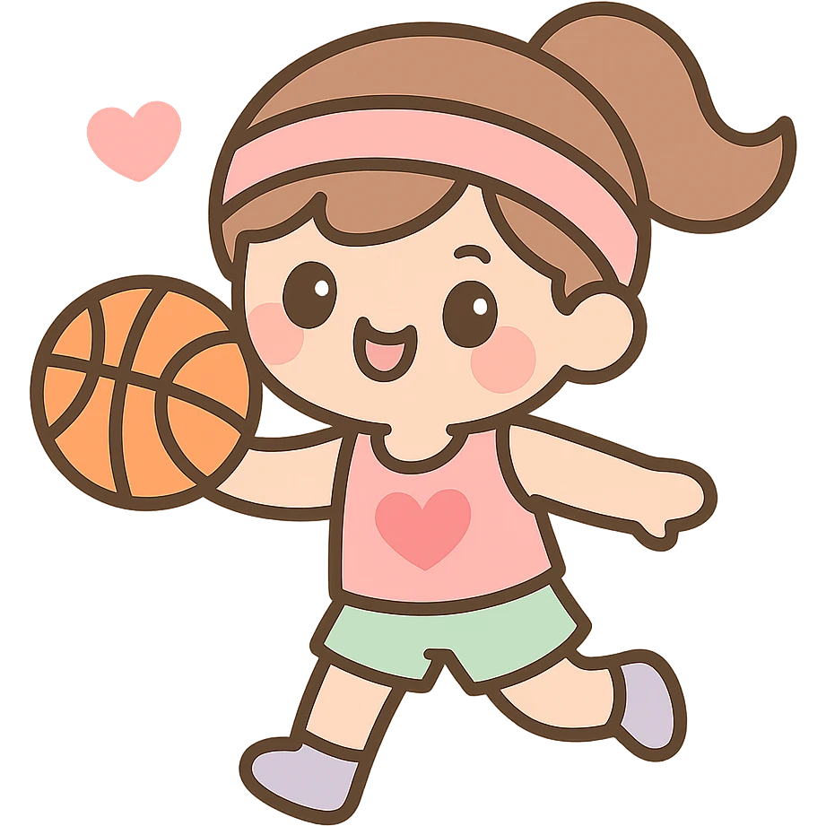 basketball girl player, February theme, play with heart emoji