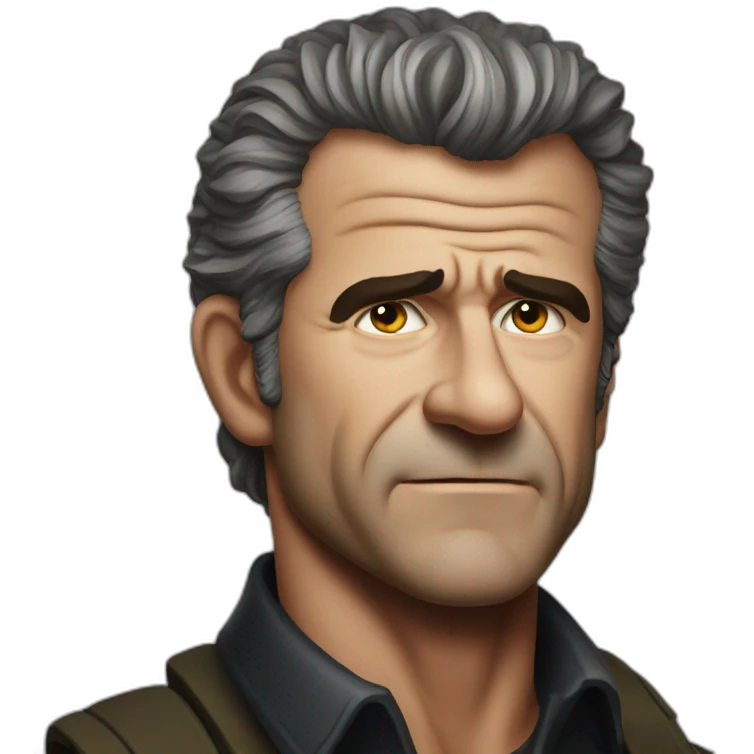 Mel Gibson portrait without smile emoji