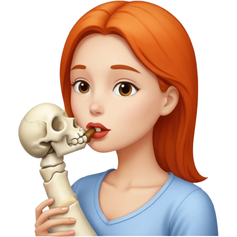 naked big boobed woman kissing a big bone emoji