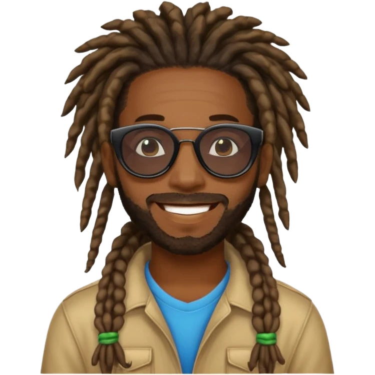 a black african guy with dreadlocks, wearing black sunglasses and aura farming emoji emoji
