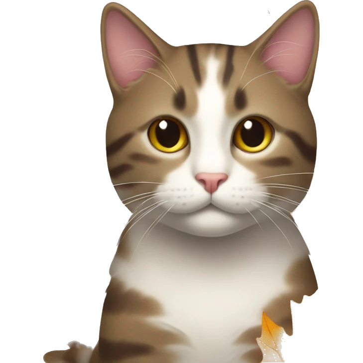 cat with fall leave emoji