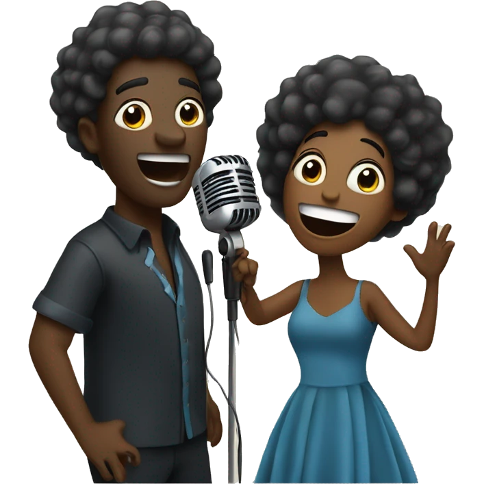 Rhythm & Blues. Black Lady and Man singing on microphone emoji
