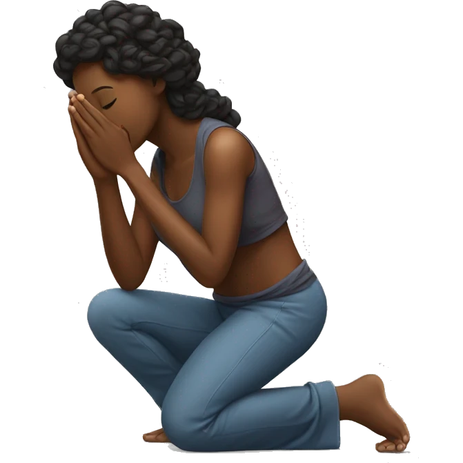 black woman kneeling in prayer emoji