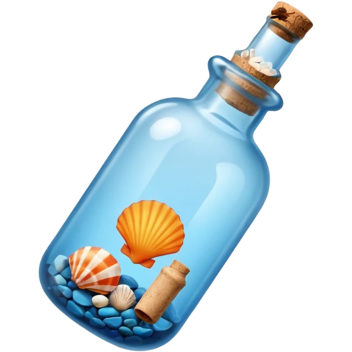 A Message Bottle, blue, shell inside emoji