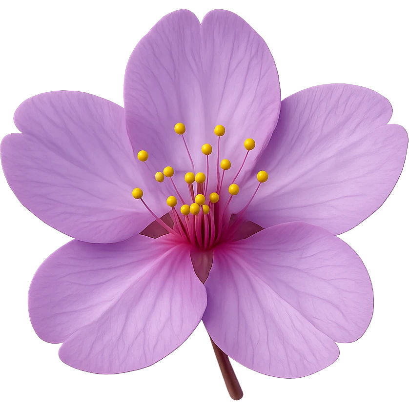 show one purple cherry blossom, remove background emoji