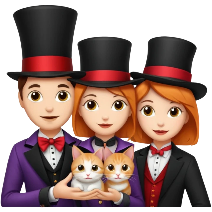 magician couple and their pet cat emoji