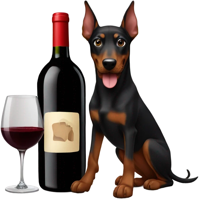 Red wine and doberman emoji