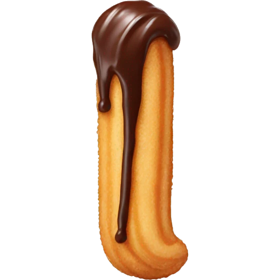 Churro with chocolate dipped tip emoji