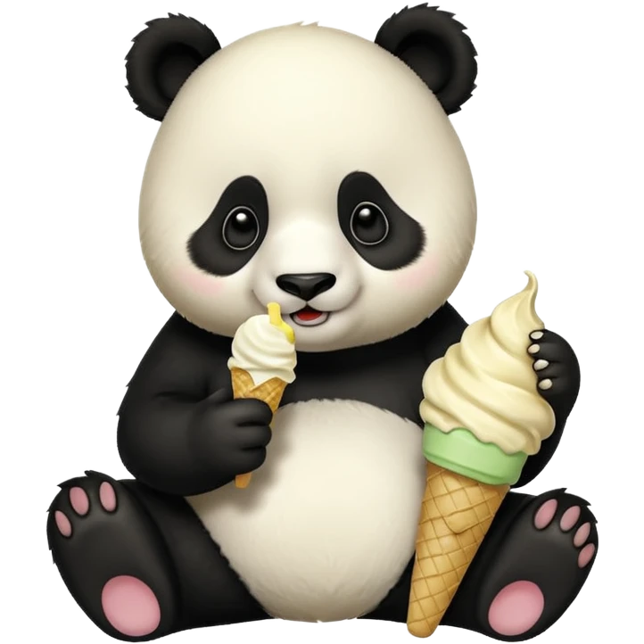 Panda eating ice cream emoji