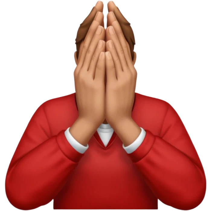 Brown praying hands with red sleeves hands only emoji