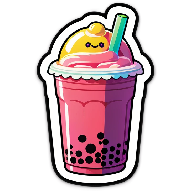 Rainbow boba tea emoji