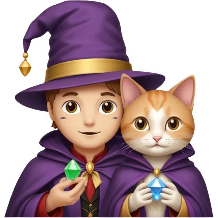 magician couple and their pet cat emoji