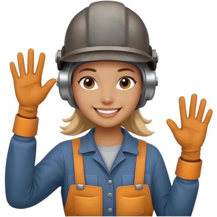 Girl welder waving hello  emoji