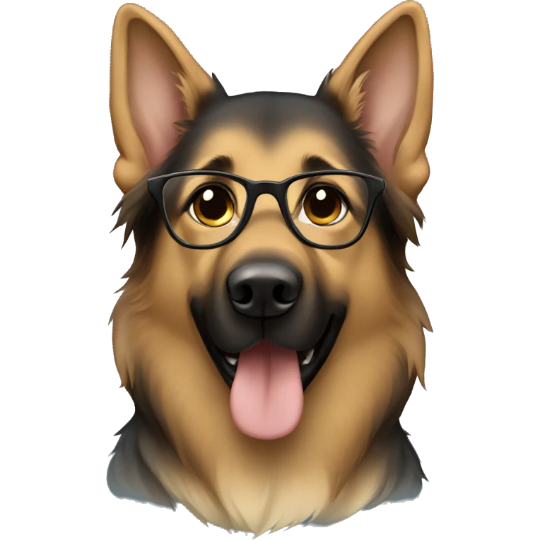 German Shepherd with a long brown haired girl that has glasses on  emoji