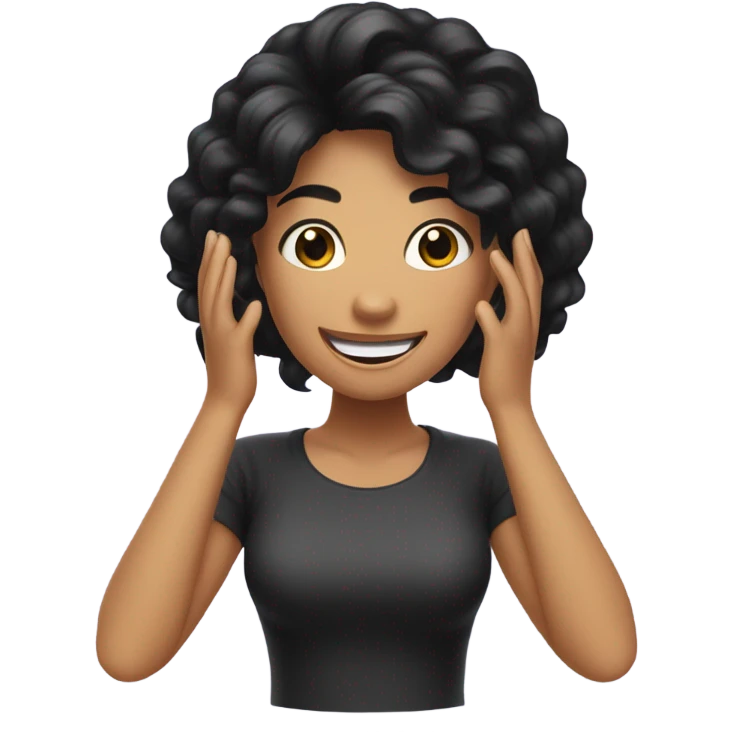 Black hair girl flipping her hair with one hand with a smile  emoji