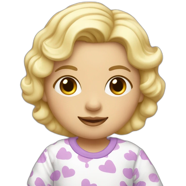 Bébé blonde en pijama blanc et des bottes mauve  emoji