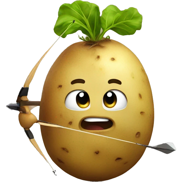 a potato playing archery emoji