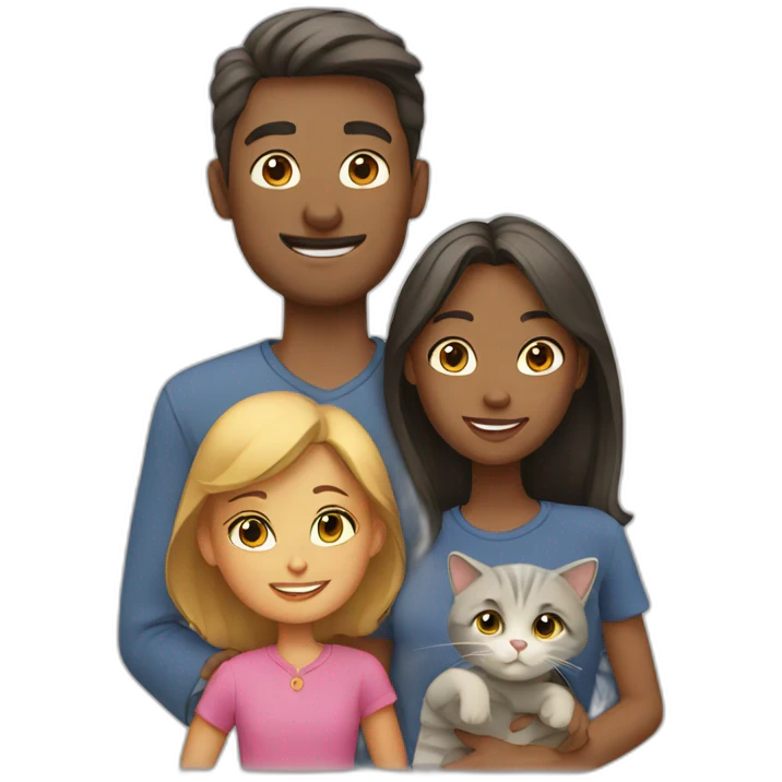 Family of 4with cat emoji